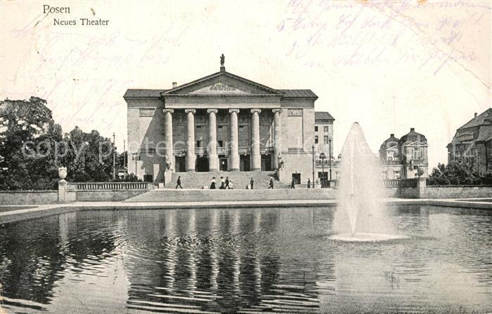 Posen Poznan Neues Theater mit Fontaene