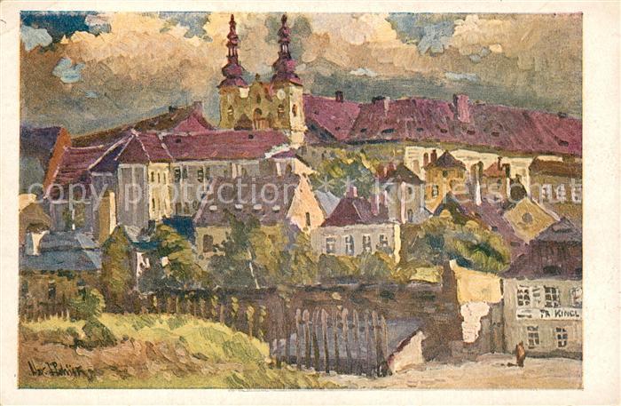 Olmuetz Olomouc Malerische Partie aus Alt Olmuetz Kuenstlerkarte