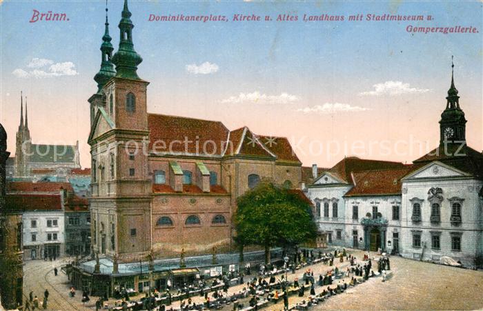 Bruenn Brno Dominikanerplatz Kirche und Altes Landhaus mit Stadtmuseum und Gompe