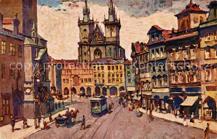 Prag Prahy Prague Altstaedter Ring mit Teinkirche