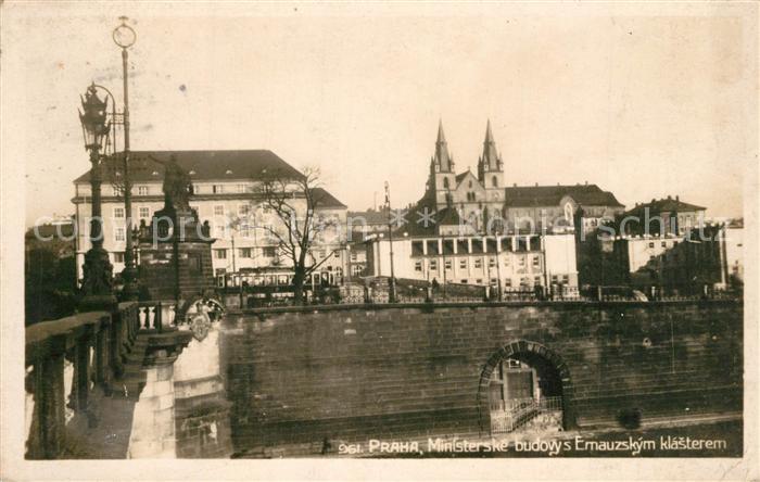 Prag Prahy Prague Ministerske budovys Emauzskym klasterem
