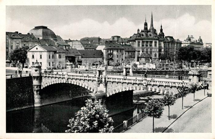 Plzen Pilsen Teilansicht mit Bruecke