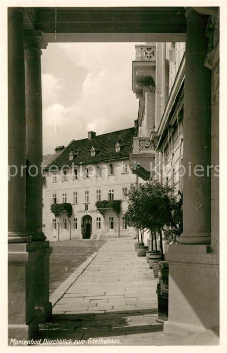 Marienbad Tschechien Boehmen Durchblick zum Goethehaus