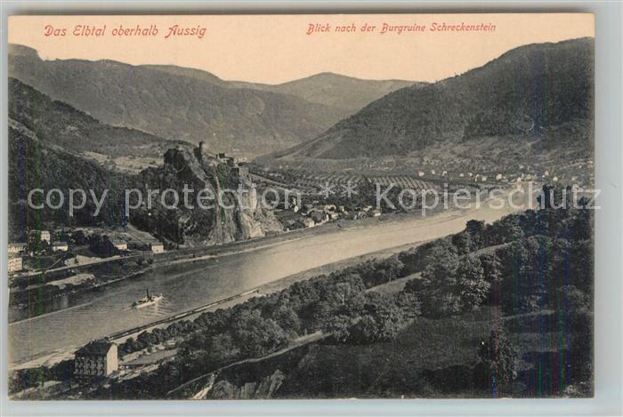 Aussig Tschechien Elbtal mit Burgruine Schreckenstein