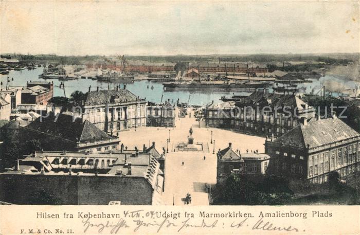 Kopenhagen Usigt fra Marmorkirken Amalienborg Plads