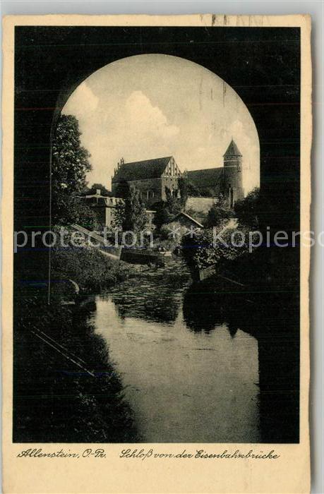 Allenstein Schloss von der Eisenbahnbruecke