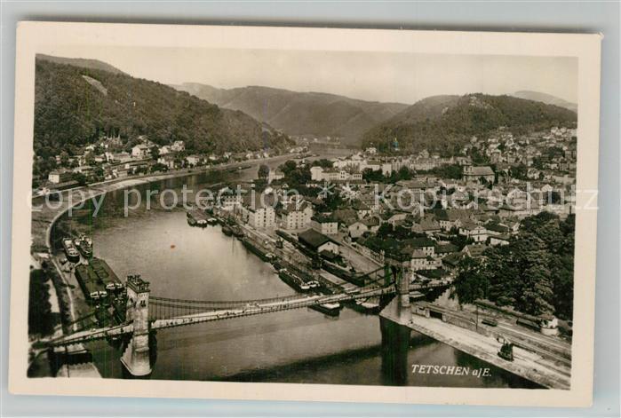 Tetschen-Bodenbach Boehmen Fliegeraufnahme Flusspartie