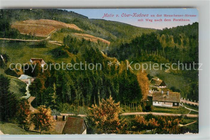 Bad Kudowa Niederschlesien Heuscheuer Strasse mit Weg zum Forsthaus