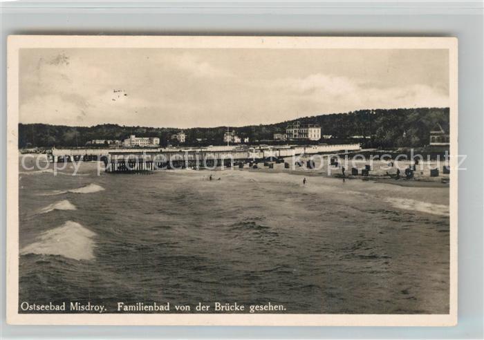 Misdroy Ostseebad Westpommern Strand und Seebruecke