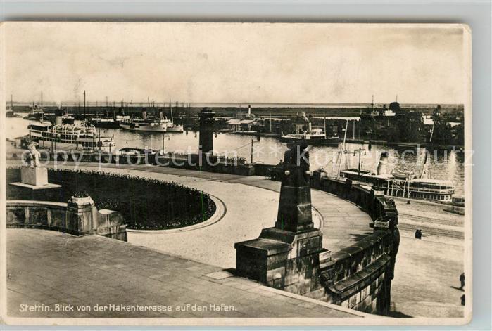 Stettin Szczecin Pommern Blick von der Hakenterrasse auf den Hafen