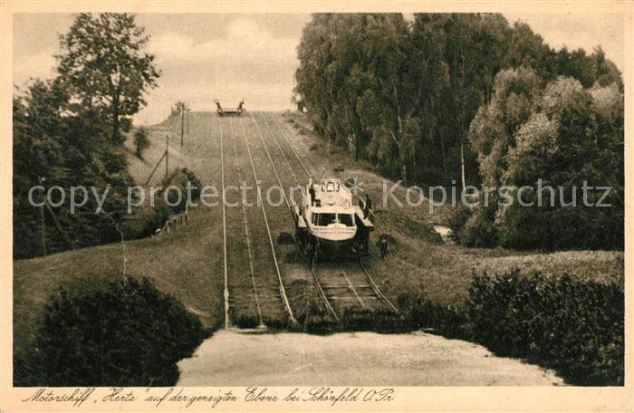Schoenfeld Ostpreussen Krasin Motorschiff Herta auf Rollberge
