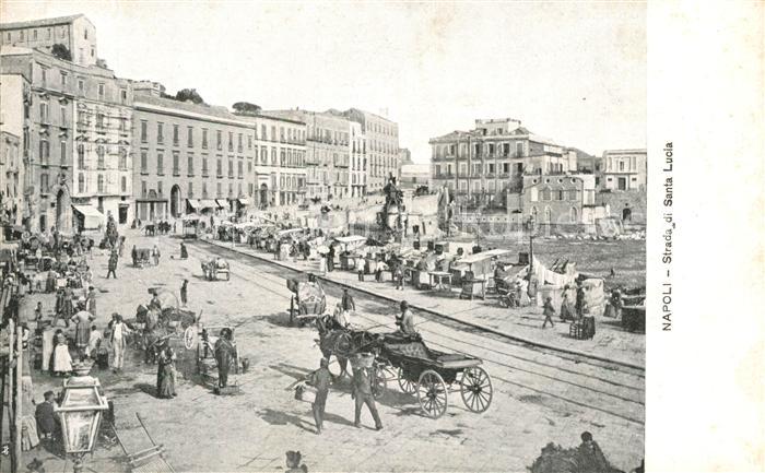 Napoli Neapel Strada di Santa Lucia Pferdkutschen Markt