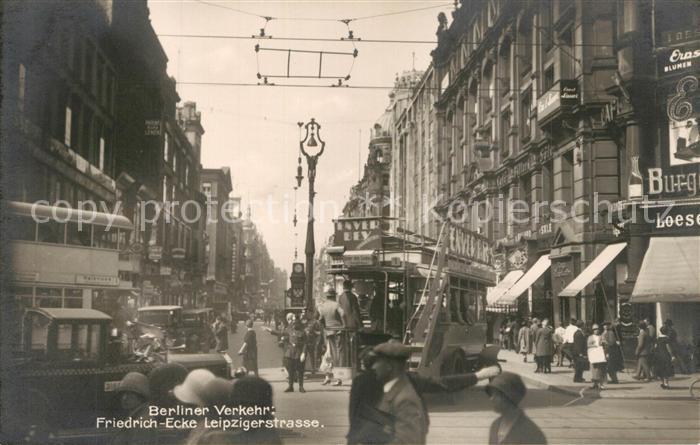 BERLIN  CITY Verkehr Friedrichstrasse Ecke Leipzigerstrasse Strassenbahn