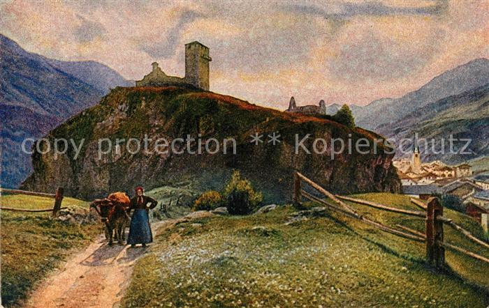 Ardez Ruine Steinsberg Kuenstlerkarte