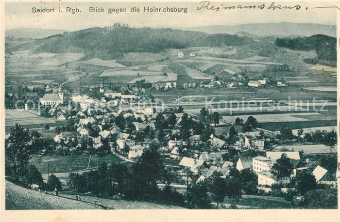 Seidorf Riesengebirge Panorama Blick gegen die Heinrichsburg
