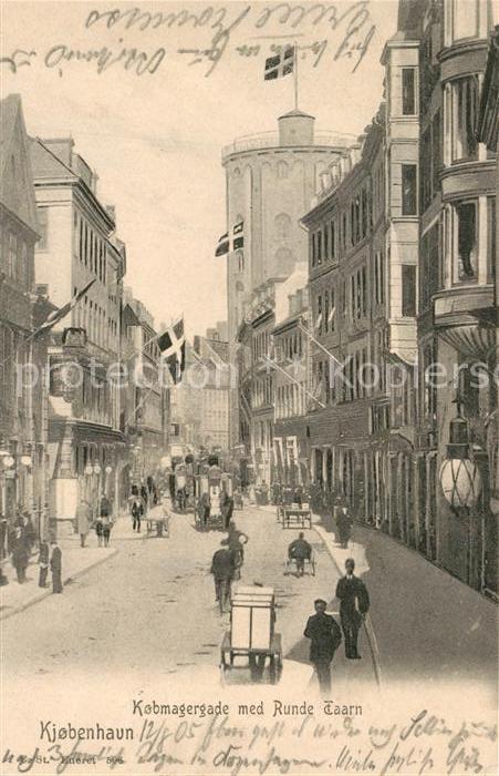 Kjobenhavn Kobmagergade med Runde Taarn