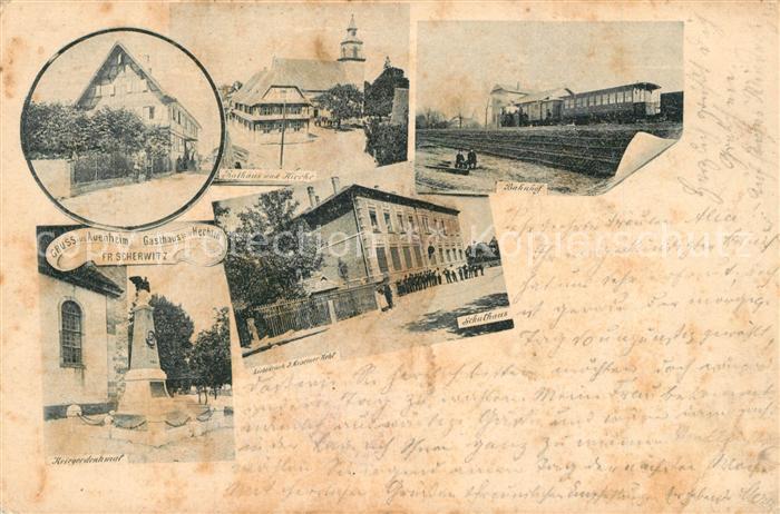 Auenheim Gasthaus Rathaus Kirche Bahnhof Schulhaus Kriegerdenkmal Deutsche Reich