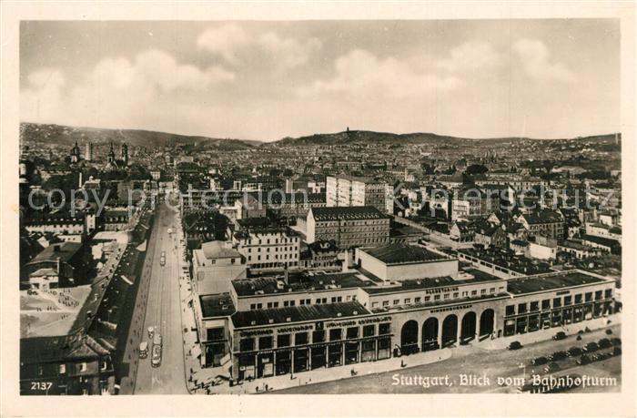 STUTTGART  CITY Panorama Blick vom Bahnhofturm