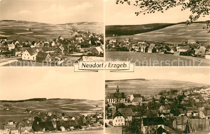 Neudorf Erzgebirge Panorama Ortsansicht mit Kirche