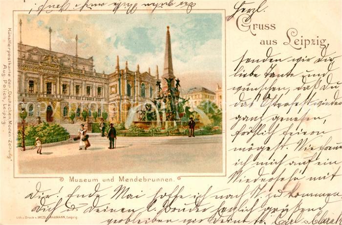 LEIPZIG Sachsen Museum Mendebrunnen Kuenstlerkarte