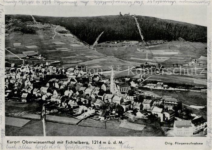 Oberwiesenthal Erzgebirge Kurort mit Fichtelberg Original Fliegeraufnahme