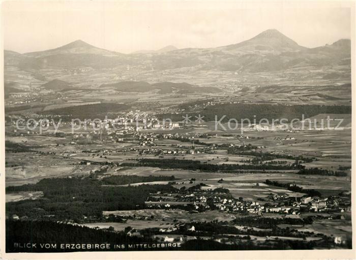 Erzgebirge Region Panorama Blick vom Erzgebirge ins Mittelgebirge