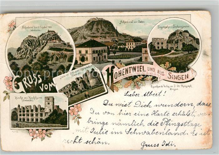 Hohentwiel Festung Kirche Schloss Ruine Litho