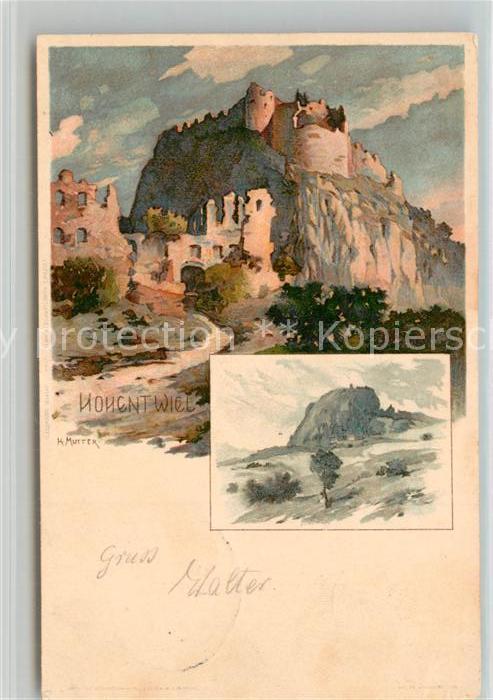 Hohentwiel Festung Ruine Kuenstlerkarte Koenigreich Wuerttemberg