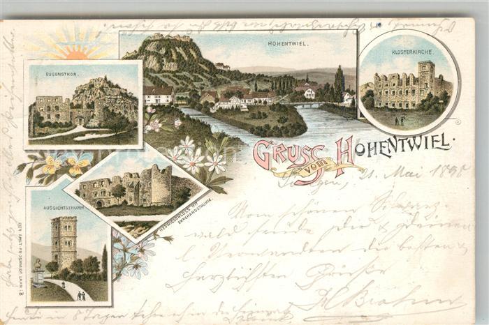 Hohentwiel Festung Klosterkirche Ruine Litho Deutsche Reichspost