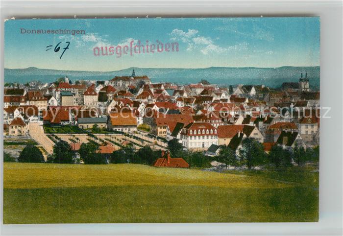 Donaueschingen Stadtpanorama Zensur Stempel ausgeschieden