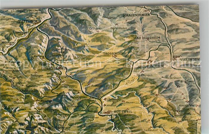 Donaueschingen und Umgebung gegen Sueden Relief Ansichtskarte Nr 26 aus der Voge