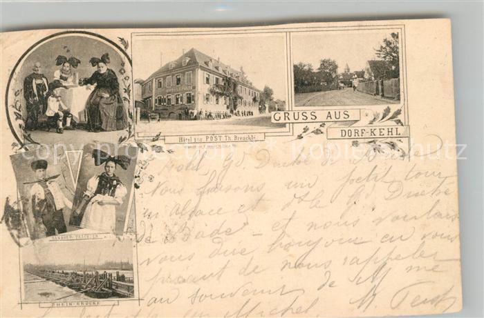 Kehl Rhein Hotel zur Post Rheinbruecke Trachten