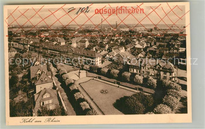 Kehl Rhein Stadtpanorama Zensur Stempel ausgeschieden