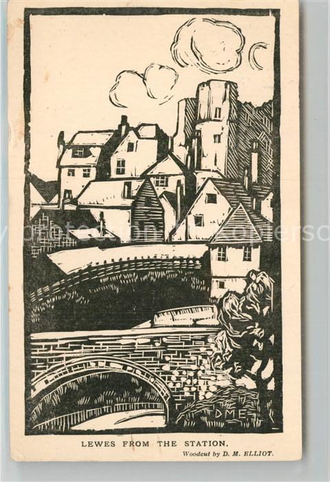 Lewes Bridge Lewes from the station Kuenstlerkarte