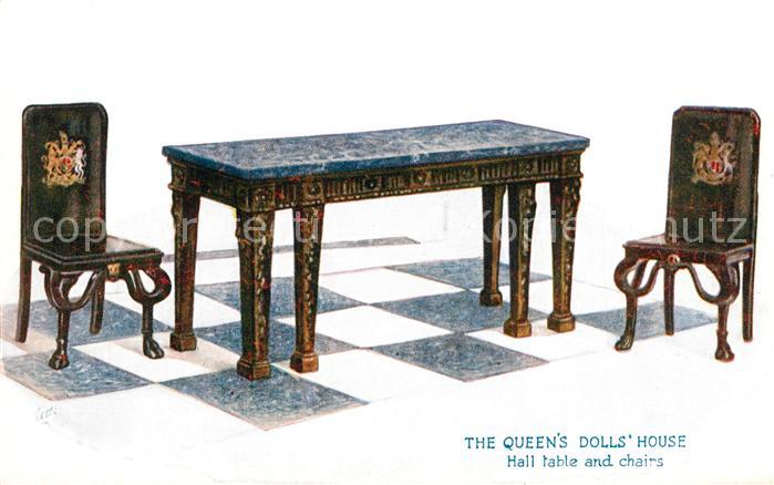 Moebel Antiquitaeten Hall Table and Chairs Queen's Dolls Hou