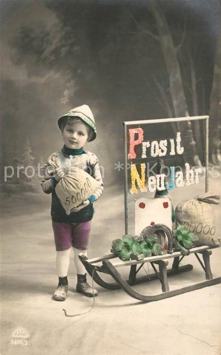 Foto RKL Paris Nr. 5409/2 Neujahr Schlitten Hufeisen Kleeb