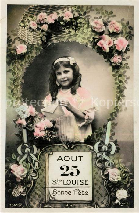 Namenstag Namenskarte 25. August Louise Maedchen Rosen Foto-Irene-Nr. 3365