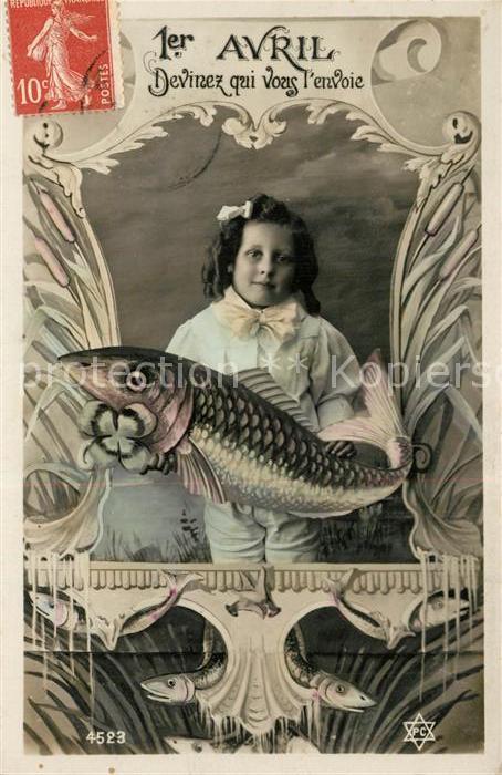 Datumskarte 1er Avril Kind Fisch Foto-PC-Nr. 4523