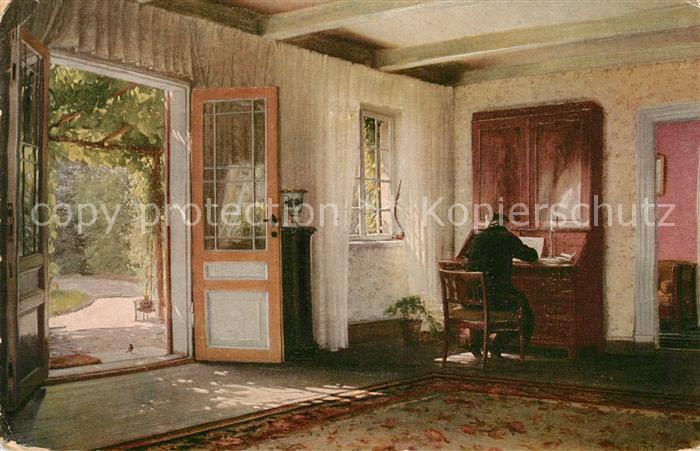 Kuenstlerkarte Sigvard Hansen Im Studierzimmer