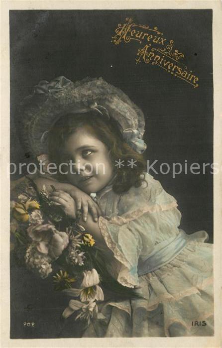 Foto Iris Nr. 202 Glückwunsch Kind Mädchen Blumen