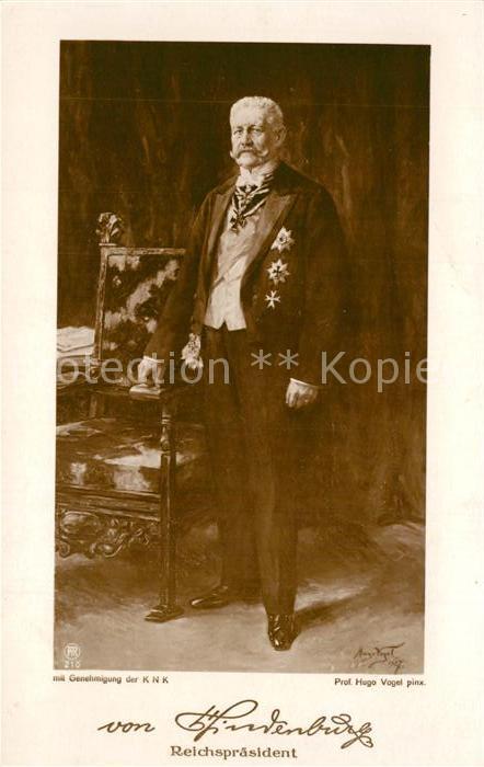 Hindenburg Kuenstlerkarte Hugo Vogel