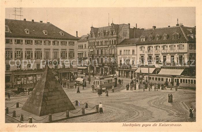 Strassenbahn Karlsruhe Marktplatz Kaiserstrasse Wiener-Cafe Central