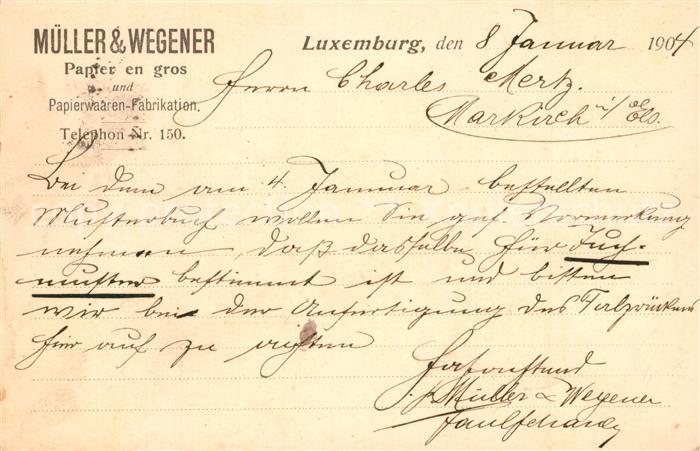 LUXEMBOURG Luxemburg Mueller und Wegener Papier en gros