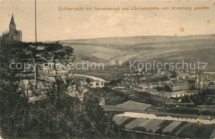 Echternach mit Liboriuskapelle vom Ernzerberg gesehen