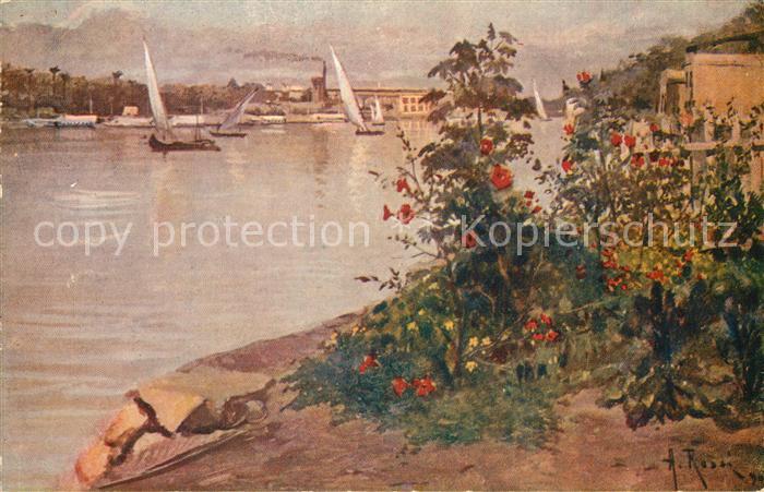 Cairo Egypt Nil Segelboote Kuenstlerkarte