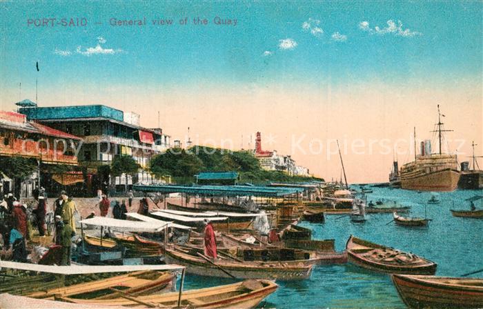 Port Said Panorama vom Quai Hafen Schiffe