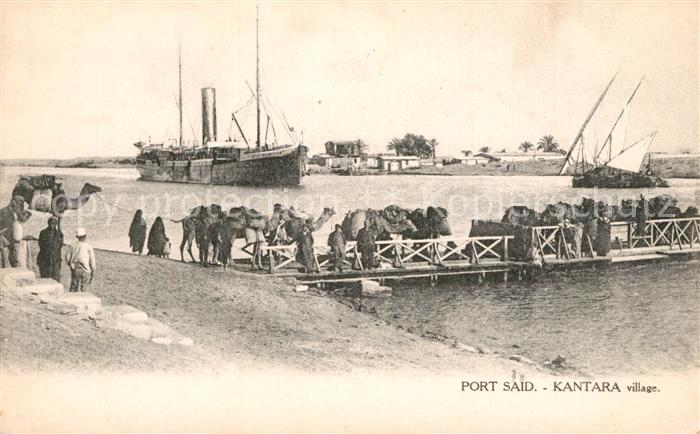 Kantara Kanal Frachtschiff Faehre Kamele