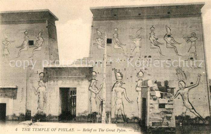 Assuan Tempel von Philae Relief grosser Pylon