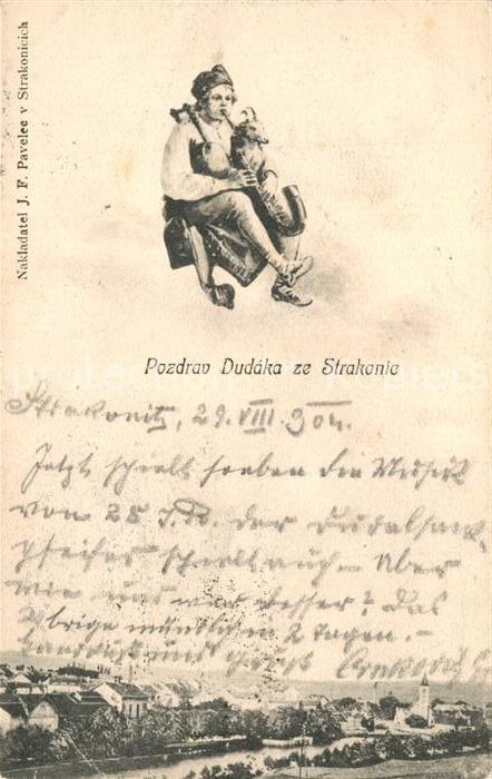 Strakonice Strakonitz Gesamtansicht Musikant mit Tier