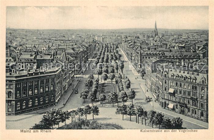 Mainz Rhein Kaiserstrasse aus der Vogelschau